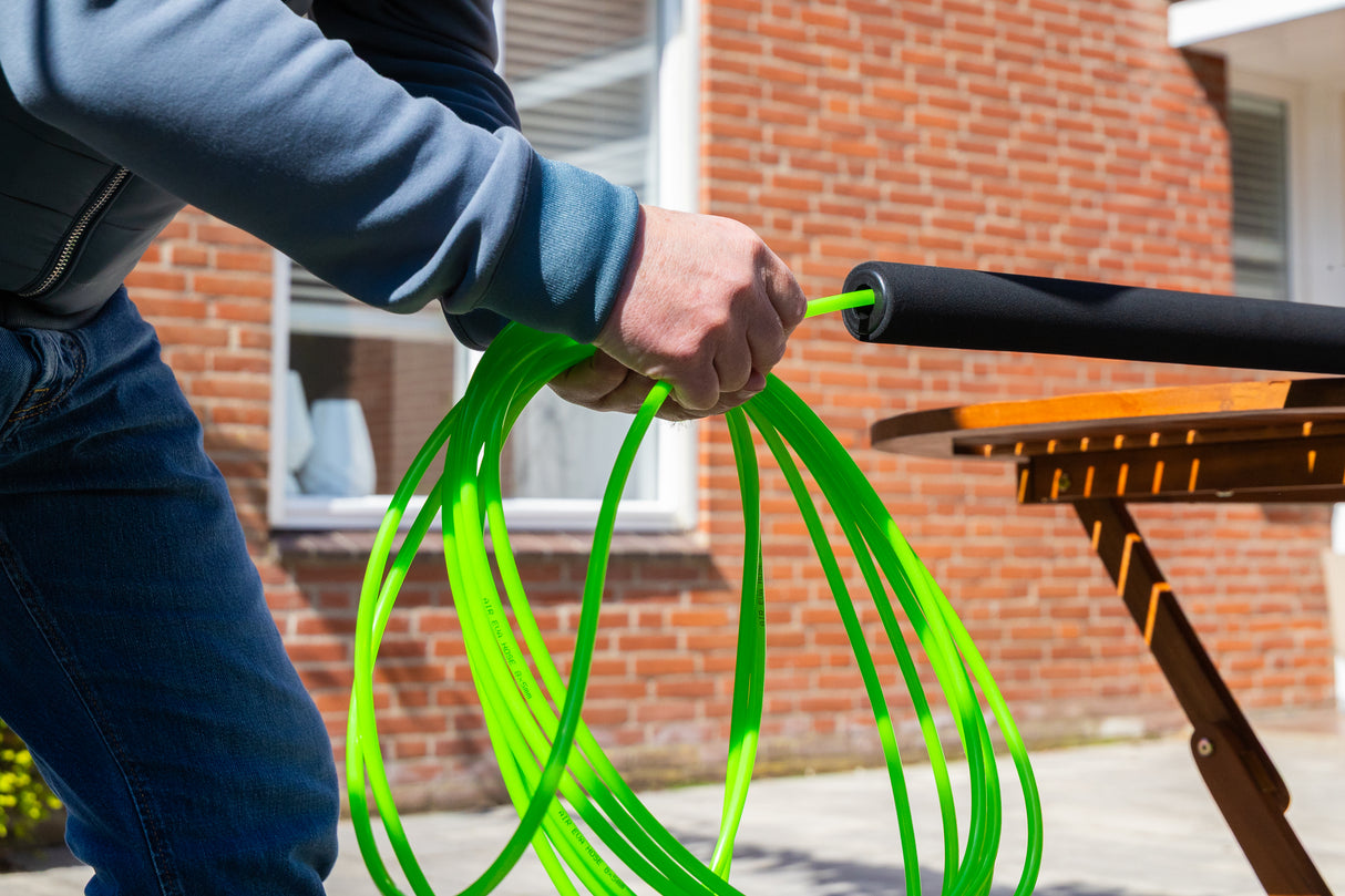 Inserting a water tube into a telescopic pole