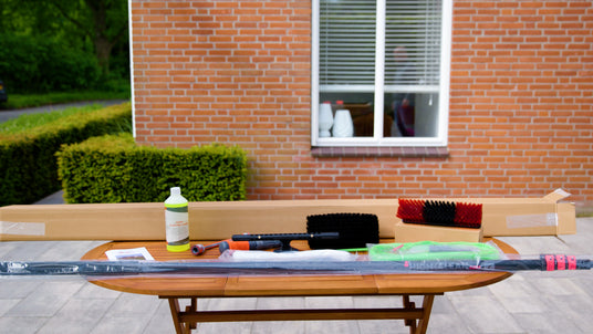 The contents of the value pack with a carbon fibre pole along with a cleaner