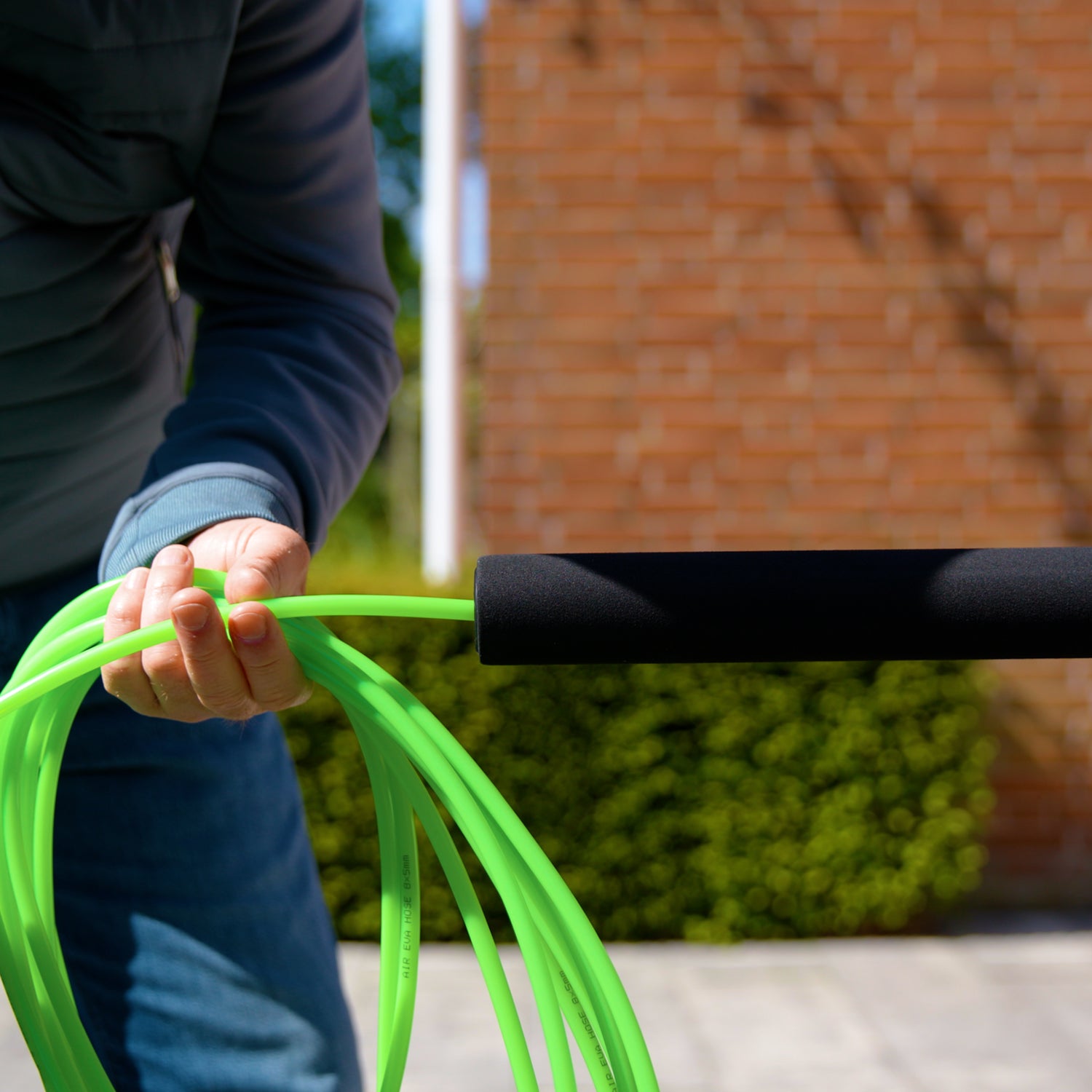 Inserting a water tube into a telescopic pole