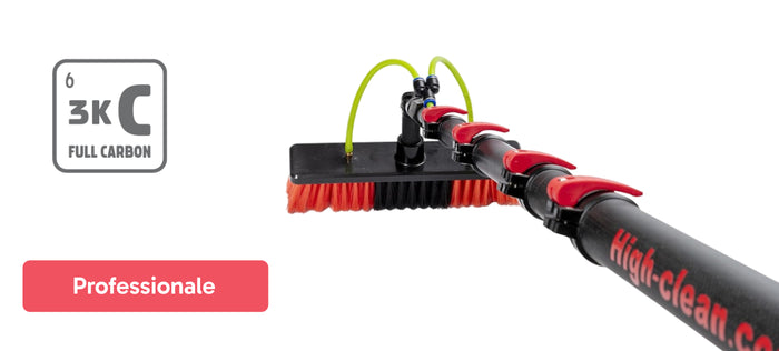 Banner che mostra l’asta in fibra di carbonio 3K completa, indicando che è professionale