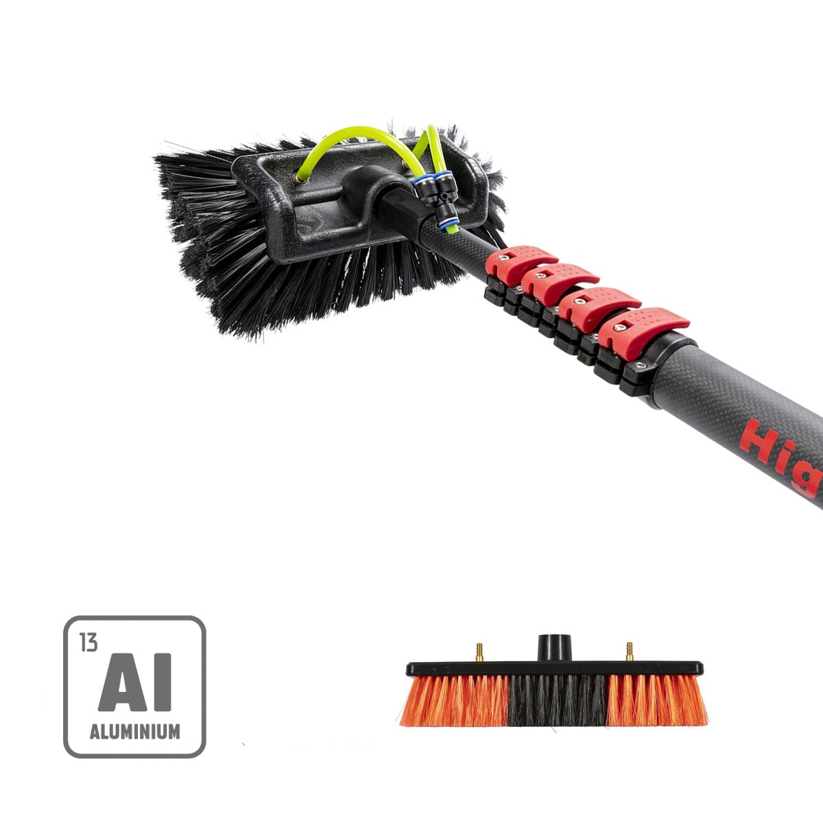 The contents of the aluminium five-sided brush set