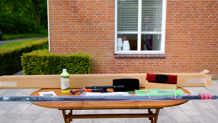 The contents of the value pack with a carbon fibre pole along with a cleaner