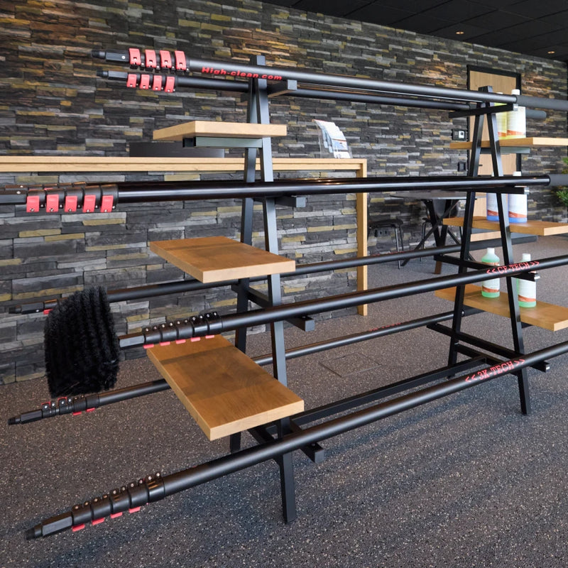 The telescopic poles display in the showroom