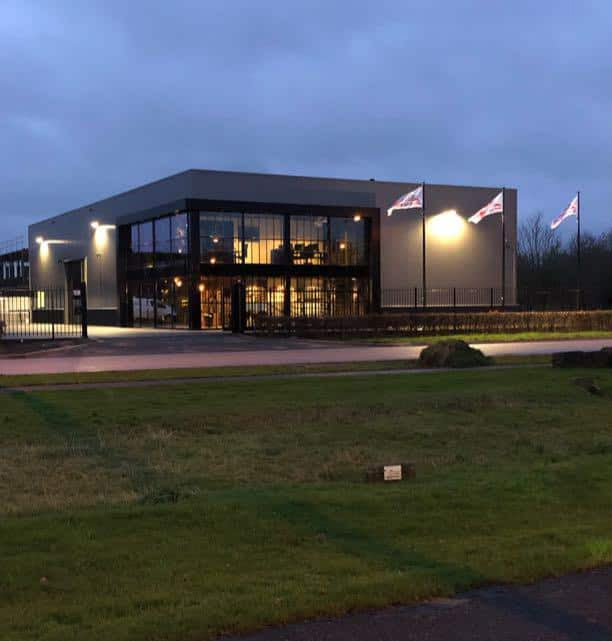 The High-Clean building at dusk