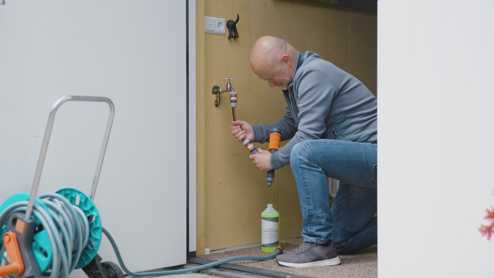 Cleaning solar panels with the standard brush